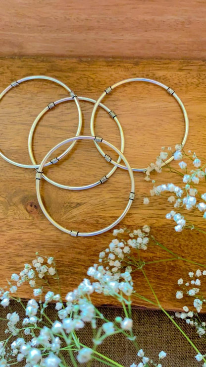 Tie-Twist - Silver Bangle (Pair)