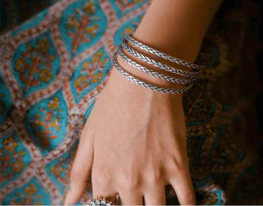 Knots - Knotted Silver Bangles (Pair)