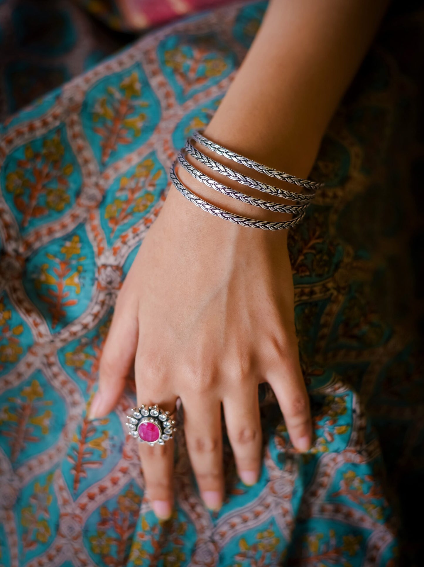 Knots - Knotted Silver Bangles (Pair)
