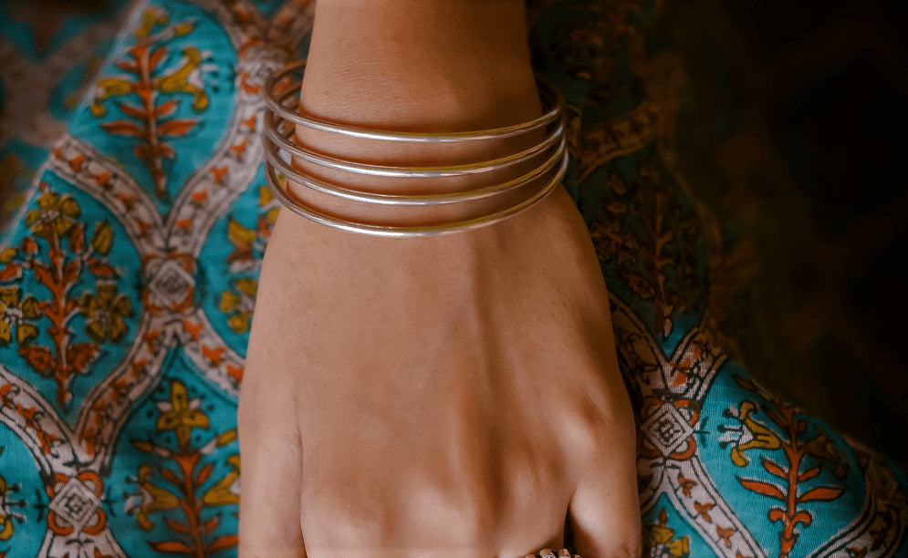 Sadabahar - Plain Silver Bangles (Pair)